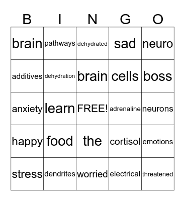 Your Brain / Your Learning Bingo Card