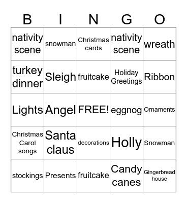 Christmas Bingo Card