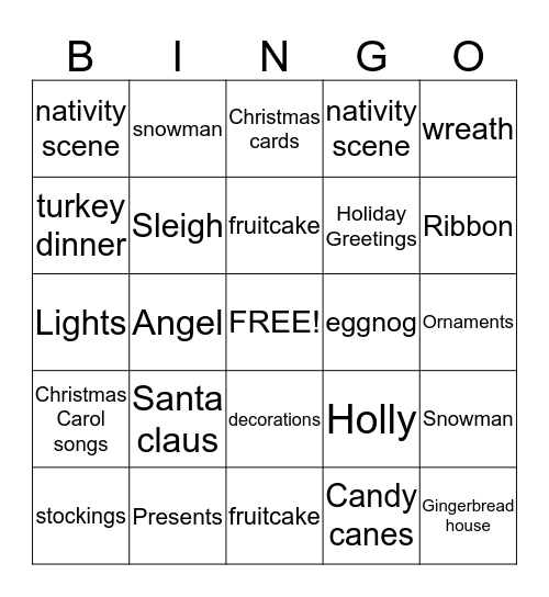 Christmas Bingo Card