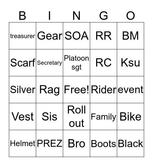 Ruff Ryder Bingo Card