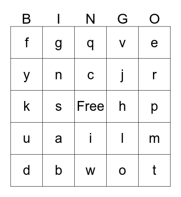 ABC Bingo Card
