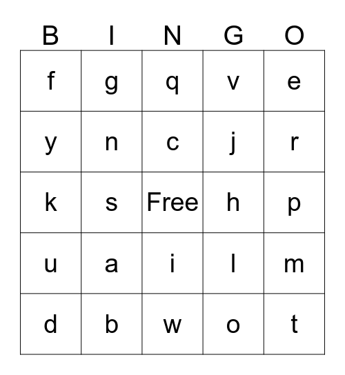 ABC Bingo Card