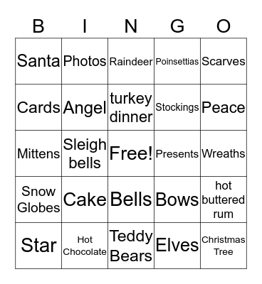 Merry Christmas Bingo Card