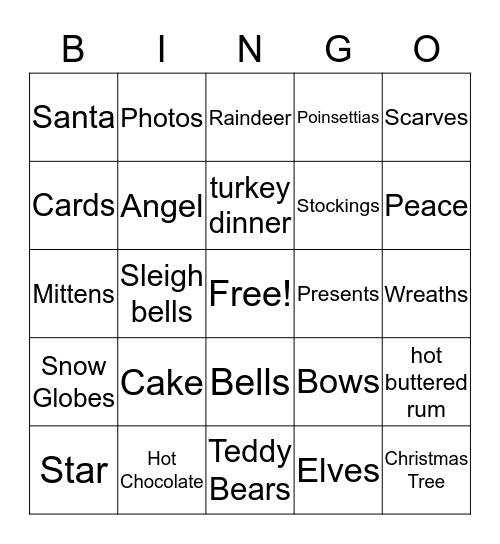 Merry Christmas Bingo Card