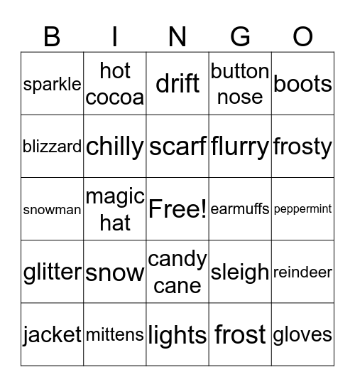 Winter Wonderland Bingo Card