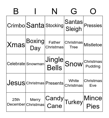 Christmas Bingo Card