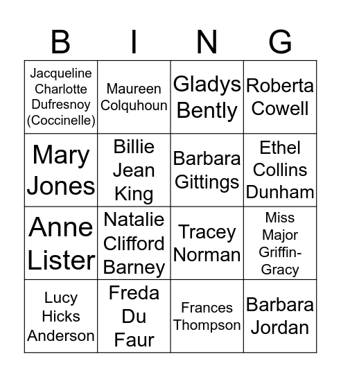 LGBT Women Bingo Card