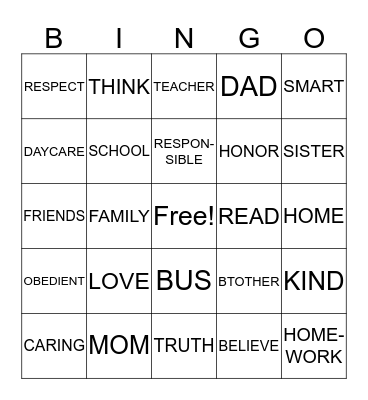 SHOW GOOD CHARACTER Bingo Card