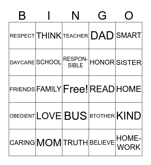 SHOW GOOD CHARACTER Bingo Card