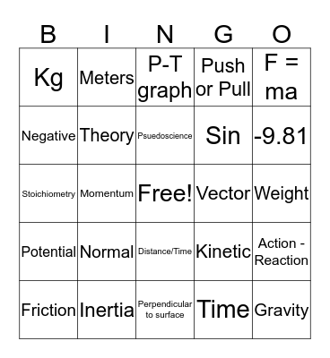 Physics Bingo Card