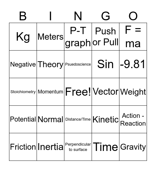Physics Bingo Card