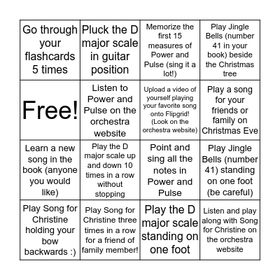 Holiday Bingo Challenge Bingo Card