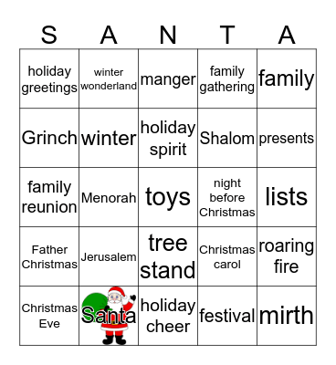 STATE FARM HOLIDAY BINGO Card