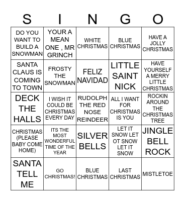 303 KIDZ BOP XMAS Bingo Card
