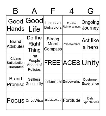 Be A Force For Good Bingo Card