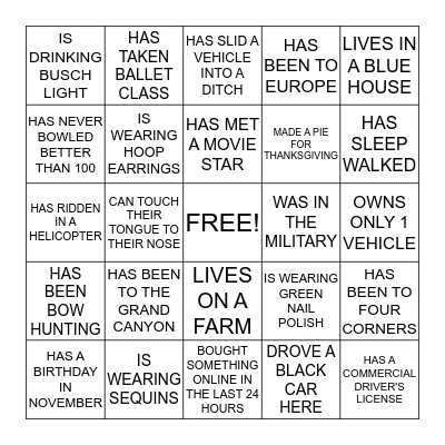 HUMAN BINGO Card