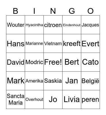 KERST Bingo Card