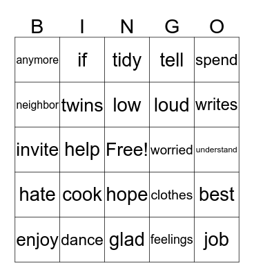 Easy going p.5-42 Bingo Card