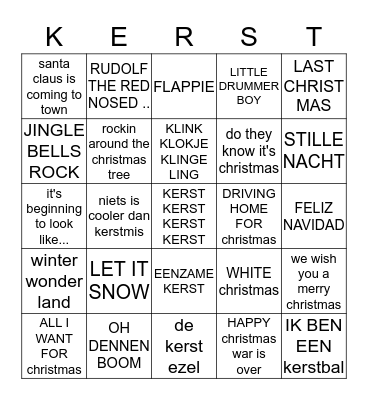 Foute kerstbingo!! Bingo Card