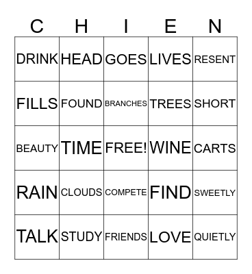 T'ao Chien Bingo Card