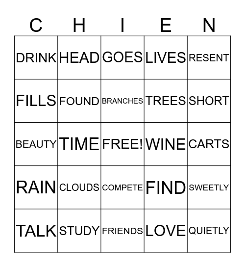 T'ao Chien Bingo Card