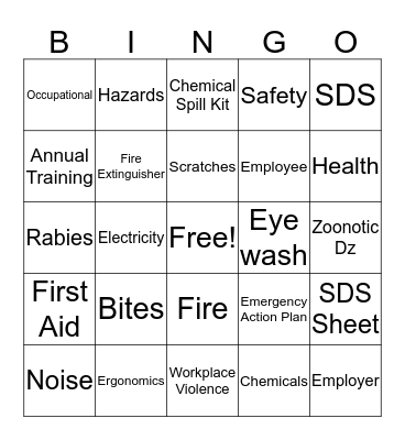 OSHA BINGO Card