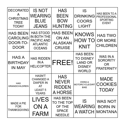 HUMAN BINGO Card