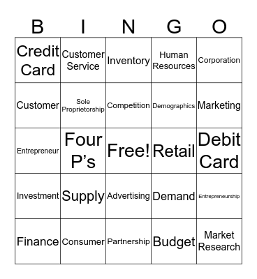 Introduction to Business Bingo Card