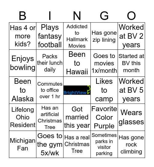 BrightView Bingo Card