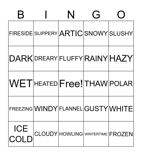 WINTER WONDERLAND Bingo Card