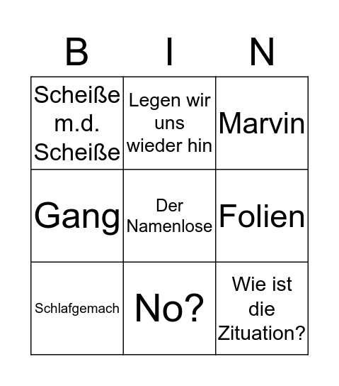 K Bingo Card