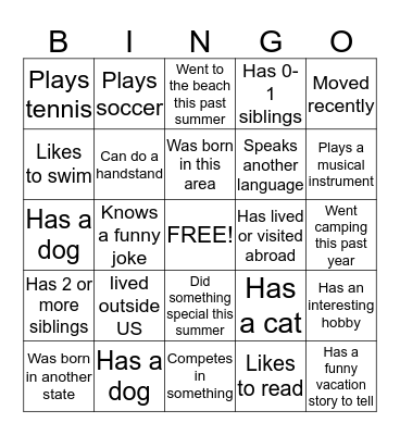 CCF Bingo Card