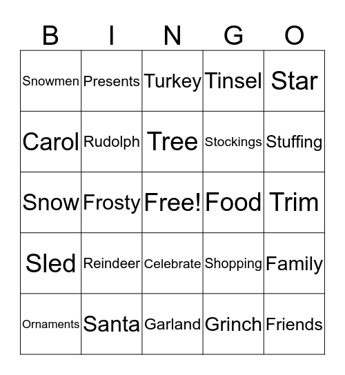 Christmas Bingo Card