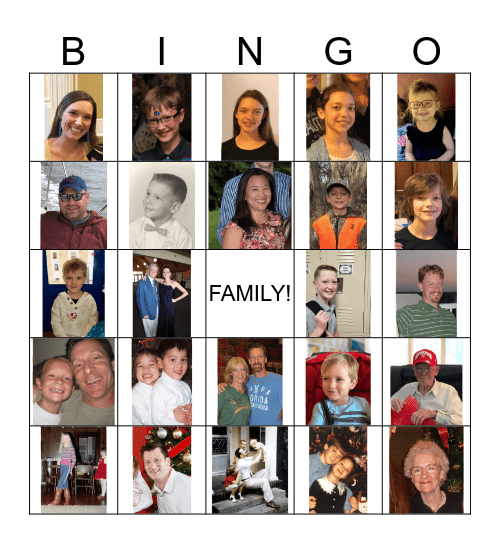 Family Picture Bingo Card