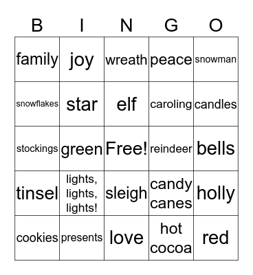 Winter Break BINGO! Bingo Card