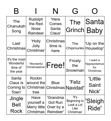 Merry Christmas Bingo Card