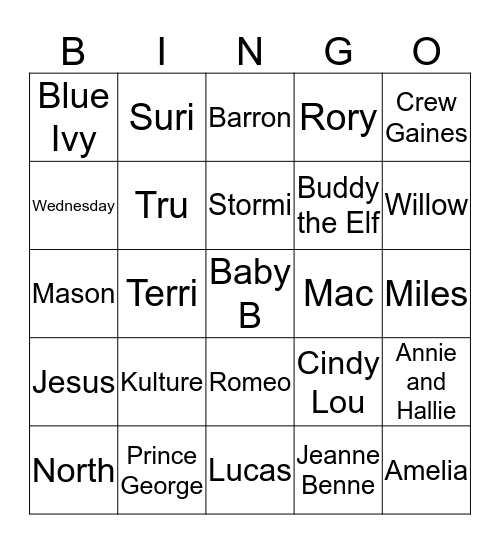 Baby Mama Bingo Card