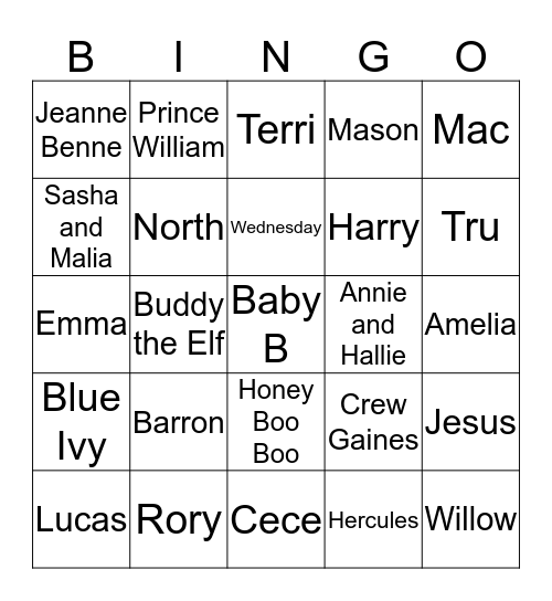 Baby Mama Bingo Card