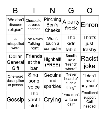 Barbara and Matt”s Christmas Vacation BINGO Card