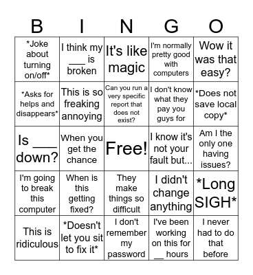 IT BINGO Card