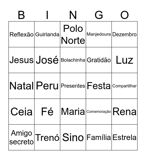 Bingo de natal Bingo Card