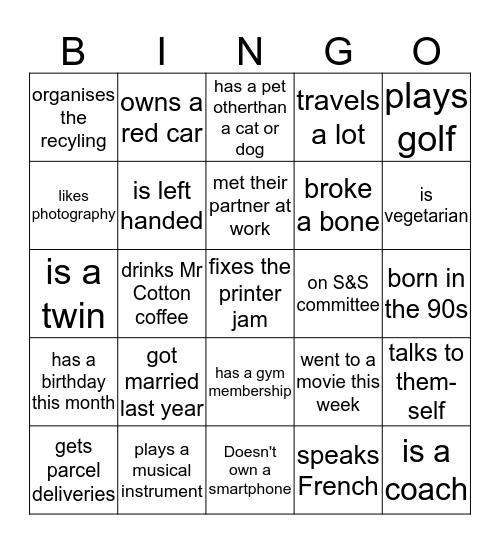 Office Bingo - Name Someone Bingo Card