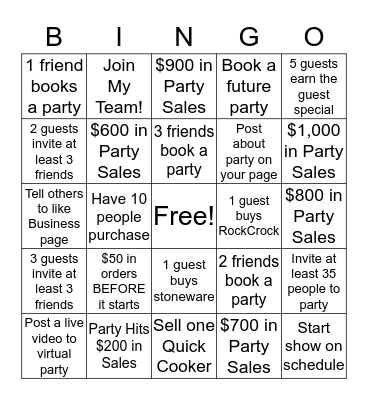 Virtual Party Host Bingo Card