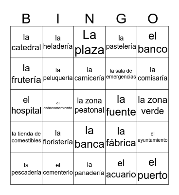 Es2 La ciudad Bingo Card