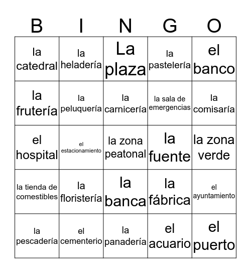 Es2 La ciudad Bingo Card