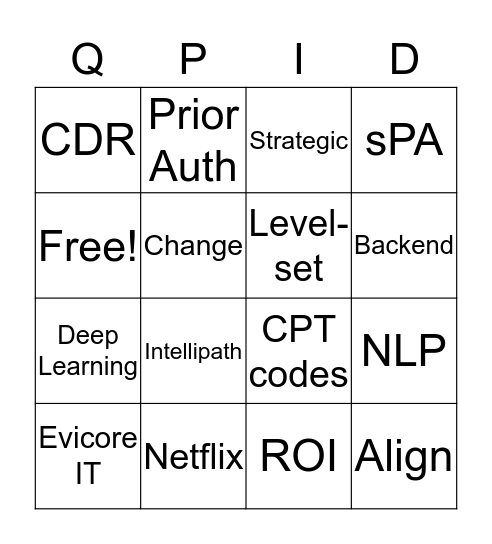 QPID Bingo Card