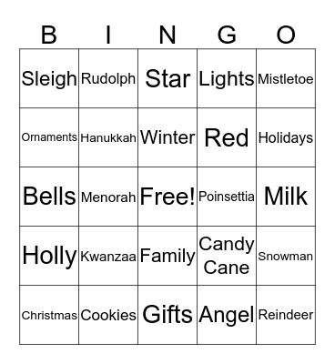 Happy Holidays Bingo Card