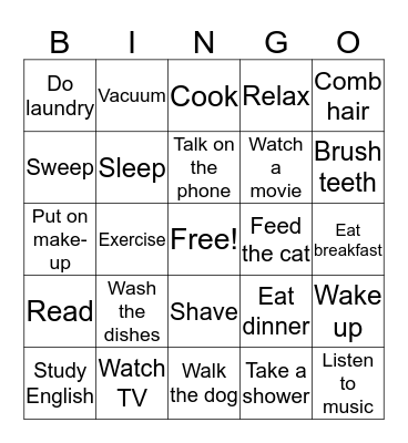 Daily Routines Bingo Card