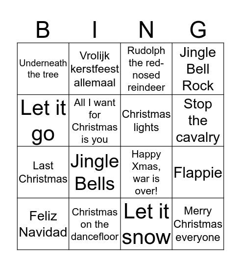 Kerstliedjesbingo Card
