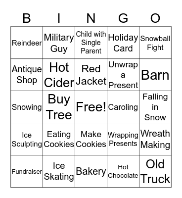 Hallmark Holiday Movie Bingo Card